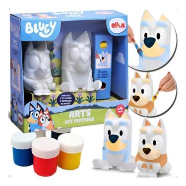 Imagem de Kit 2 Bonecos Brinquedo Para Pintar Bluey E Bingo Lavável