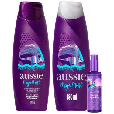 Imagem de Kit Shampoo Aussie Mega Moist Super Hidratação 180ml + Condicionador 1