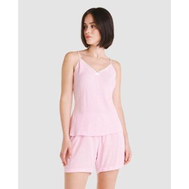 Imagem de Pijama Feminino Alça Jacquard Macio Rosa Lohe, Rosa, M