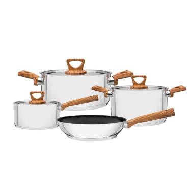 Imagem de Jogo de Panelas Tramontina Brava Antiaderente 4 Peças em Aço Inox com Fundo Triplo