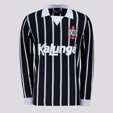 Imagem de Camisa Corinthians Retrô Kalunga Manga Longa  Masculina-Masculino