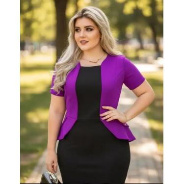 Imagem de Vestido Midi Peplum Blazer Moda Feminina Evangélica - Miss FLOWER, Vio
