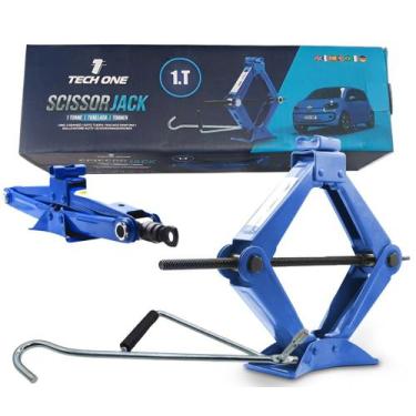 Imagem de Macaco Sanfona 1 Tonelada Resistente Tech One Compacto Azul