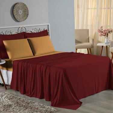 Imagem de Jogo De Cama King Nobre 4 Peças Lençol Com Elástico De 30cm De Altura Malha 100% Algodã...