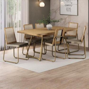Imagem de Conjunto Sala De Jantar 6 Cadeiras Alicante Carraro Dourado - MÓVEIS C