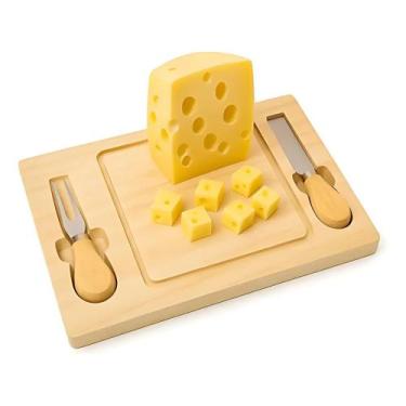 Imagem de Conjunto Para Queijo 3 Peças Tábua de Frios Garfo e Espátula - KeHome