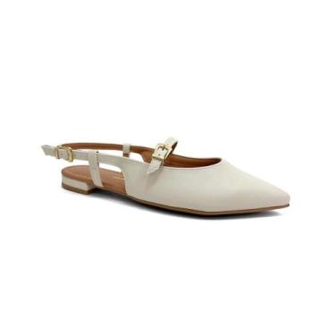 Imagem de Sapatilha Vizzano Slingback Bico Fino 1206.1009 Branco Off, 37, Branco