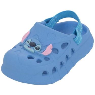 Imagem de Sandalia Babuche Infantil Menina Conforto Disney Stitch Hug, Azul, Azu