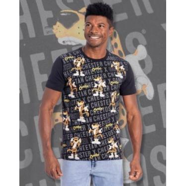 Imagem de Camiseta Masculino Cheetos Personagem em Algodão Gangster, Preto, GG