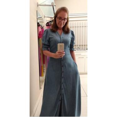 Imagem de vestido jeans longo manga bufante - Portinari Modas, M