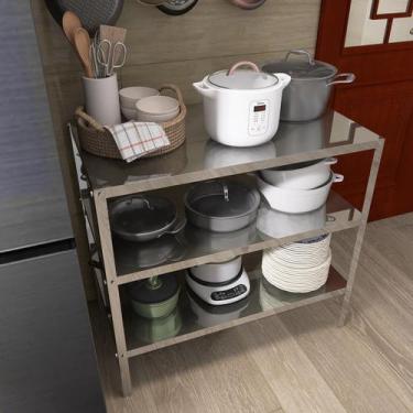Imagem de Mesa Industrial em Inox com 2 Níveis de Prateleiras  Mais Organização 