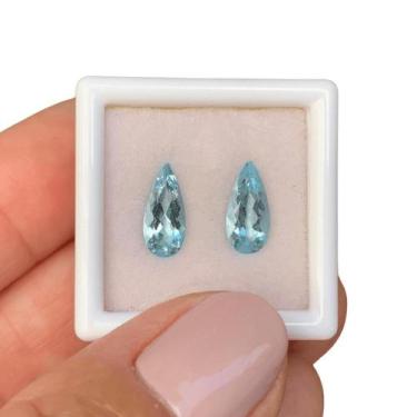 Imagem de Água Marinha Azul Gota Par 1,88ct (1) - SP GEMAS