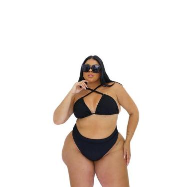 Imagem de Biquini cortininha plus size - sem marca, Preto, GG