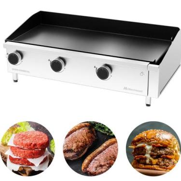 Imagem de Chapa Comercial 3 Queimador 5mm 40x80 A Gás Inox Marchesoni