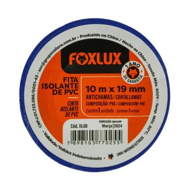 Imagem de Fita Isolante Fita Isolante 10m para Emendas Eletricas Alta Resistencia Azul Kit 10 Unidades Foxlux