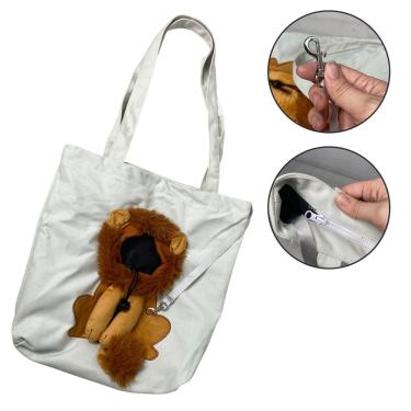 Imagem de Bolsa de Transporte para Pets AB Mídia BSL3906 Estampa Leão Náilon Branco Ventilada