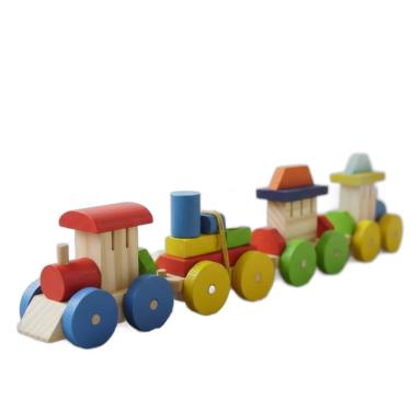 Imagem de Brinquedo Educativo Trenzinho Comboio Multicolorido 4 Peças Madeira MDF Pinus Artesanal