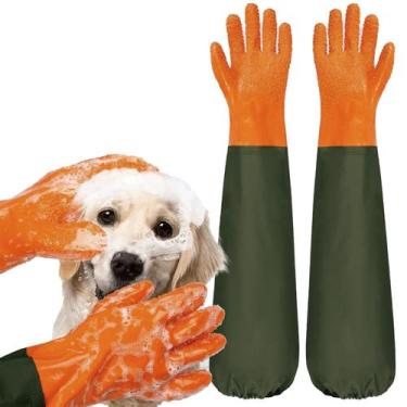 Imagem de Luvas de tosa para pets YOFANG 70 cm impermeáveis de borracha