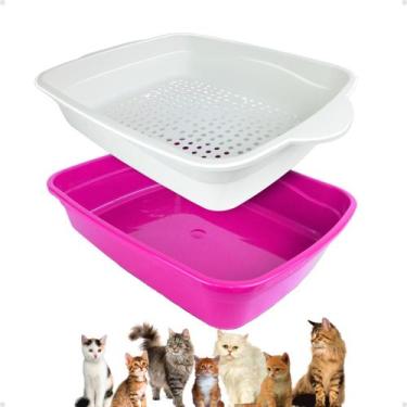 Imagem de Banheiro econômico para gatos Brinqpet Vermelho, Rosa