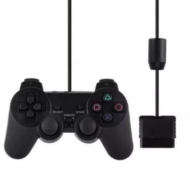 Imagem de Controle Para Ps2 Ps1 Com Fio Dualshock Analogico Preto - SHINKA