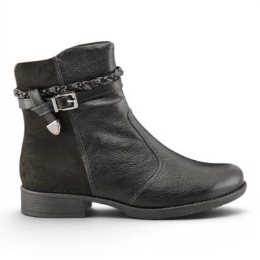 Imagem de Bota Feminina Piccadilly 653027 Cano Curto com Detalhe em Camurça, Tra