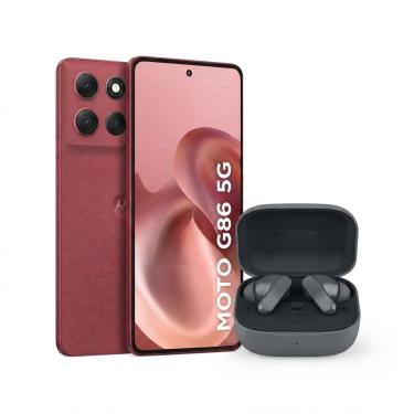 Imagem de Kit Motorola Moto G86 5G 256GB Vermelho + Fone Moto Buds Bass Bluetooth ANC