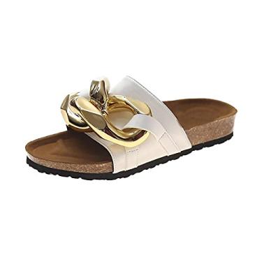 Imagem de Chinelos femininos, sandálias de cortiça, piscina de verão na praia, sandálias e chinelos, sapatos de caminhada confortáveis ​​antiderrapantes de fundo plano-Bege_36