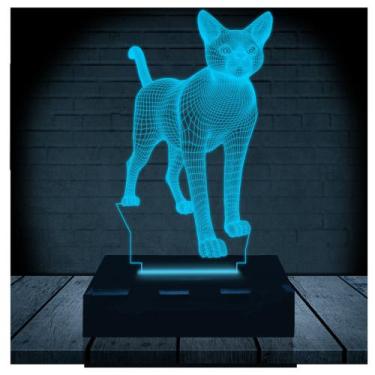 Imagem de Luminária Led Abajur  3D  Gato - Rb Criações