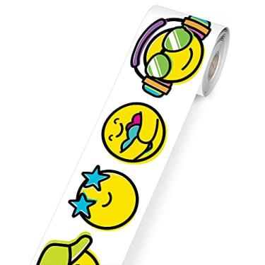 Imagem de Borda sorridente laminada com bordas carson Dellosa Kind Vibes — borda enrolada com rostos sorridentes coloridos para quadros de avisos, mesas, armários, decoração de casa ou sala de aula (11 m)