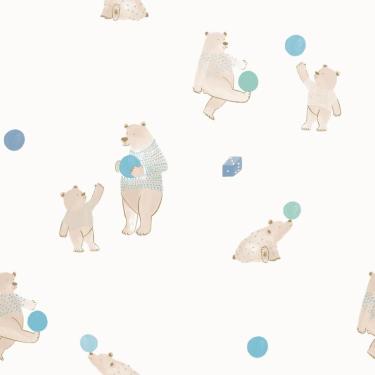 Imagem de Papel de Parede Coleção Brincar Ursos 3624 - Rolo: 10m x 0,52m