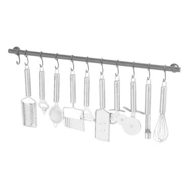 Imagem de Suporte De Cozinha Porta Talheres 55cm Com 10 Ganchos Preto