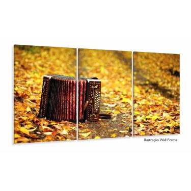 Imagem de Quadro Sanfona Acordeon Música Folhas Paisagem Em Tecido 120