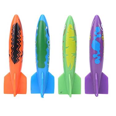 Imagem de Brinquedo de mergulho para crianças,4 peças pvc mergulho subaquático torpedo piscina brinquedos de mergulho criança nadar criança brincando para treinamento de piscina combinação (4 color),