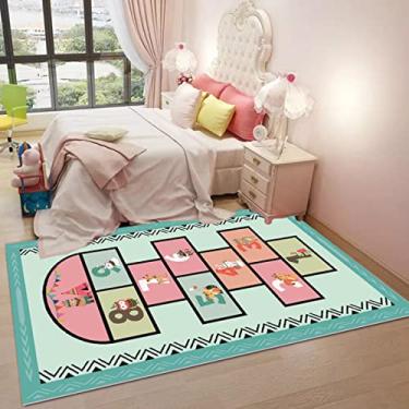 Imagem de youyoucool Tapete de área de desenho animado com animais fofos em estilo desenho animado tapete de área de poliéster para sala de estar, jantar, dormitório, quarto, decoração de casa 99 x 150 cm