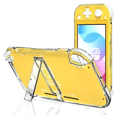 Imagem de Capa Switch Lite com suporte – Capa protetora rígida transparente com suporte, capa transparente à prova de choque – Capa de ajuste fino para meninos, viagens e jogos diários