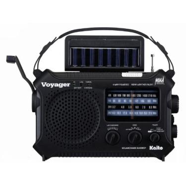 Imagem de Kaito KA500IP-BLK Voyager Solar/Dynamo AM/FM/SW NOAA Rádio meteorológico com alerta e carregador de celular, preto