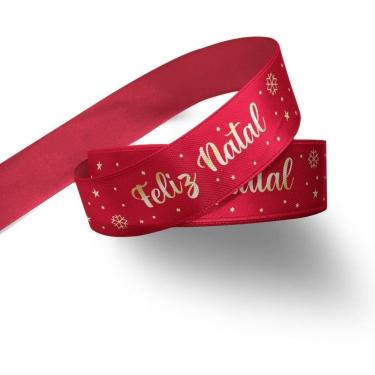 Imagem de 5 Rolos Fita Cetim Feliz Natal Laços Presente 22mmx10m N.5