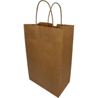 Imagem de 100 Sacolas De Papel Kraft Alça Torcida Delivery Tamanho Pequena P 18x28x11
