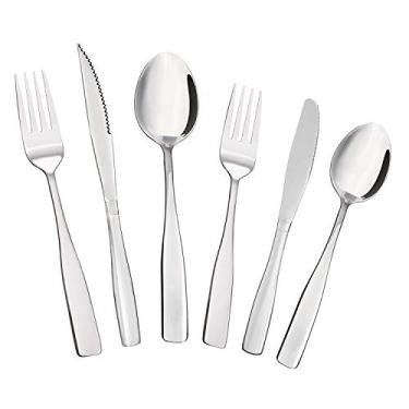 Imagem de Faqueiro Steak Liso com Estojo de Madeira 75 Peças, Euro, FBQ6122-090, Inox