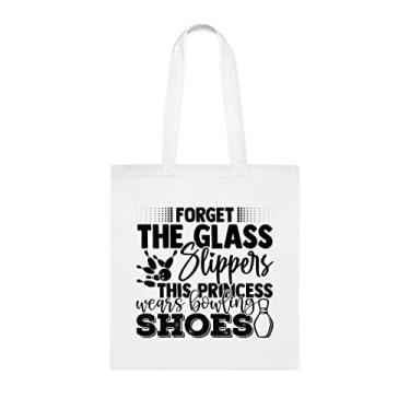 Imagem de Forget The Glass Pantufas, Sacola Engraçada, Sacola de Ombro, Chinelos de Vidro Reutilizáveis, Cesta de Aniversário de Natal, Branco