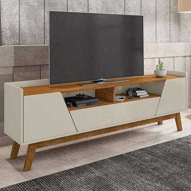 Imagem de Rack Sala Florença Para Tv Até 70 Polegadas Com Pés Madeira Off White/naturale Off White/naturale