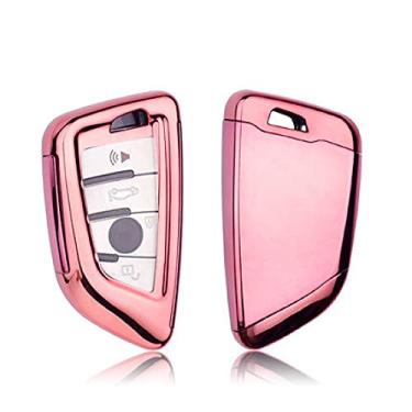 Imagem de CSHU TPU Car Key Case Cover Chaveiro Ring Key Bag, apto para BMW X5 F15 X6 F16 G30 7 G11 X1 F48 F39, rosa