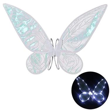 Imagem de Light Up Butterfly Wings for Girls, LED Fairy Wings Angel Costumes for Girl Halloween Costume Cosplay Dress Up Party Favor (white)