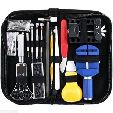 Imagem de Kit de ferramentas de reparo de relógio 147 peças, conjunto profissional de ferramentas de barra de mola, ferramenta de pino, ferramenta de remoção, kit de manutenção de relógios com estojo de transporte e martelo