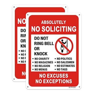 Imagem de Placa de aviso de propriedade privada sem questionamento, pacote com 2 sem violação, sem vendedores, desculpa exceções, placa de aviso para casa e escritório, 25 x 17 cm, alumínio sem ferrugem, resistente ao desbotamento, fácil montagem, à prova d'água, tinta durável