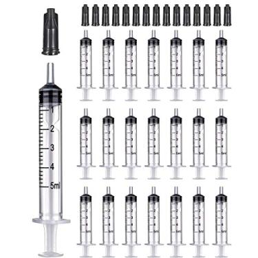 Imagem de Pacote com 40 seringas de plástico de 5 ml com tampa, ótimo para medir, reabastecer rega e alimentar animais de estimação (não estéril) (5 ml)