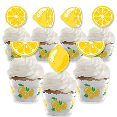 Imagem de Big Dot of Happiness So Fresh - Limão - Decoração de cupcake - Lemonada cítrica Party Cupcake Wrappers and Treat Picks Kit - Conjunto com 24