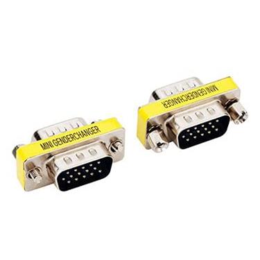 Imagem de Luo Qiufa 2 peças VGA SVGA HD15 macho para macho Mini conversor de gênero adaptador de cabo acoplador