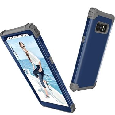 Imagem de Capa de telefone projetada compatível com Samsung Galaxy Note 8, capa protetora três em um TPU + PC capa de telefone protetora de silicone ultra fina à prova de choque, proteção de nível militar, proteção contra quedas