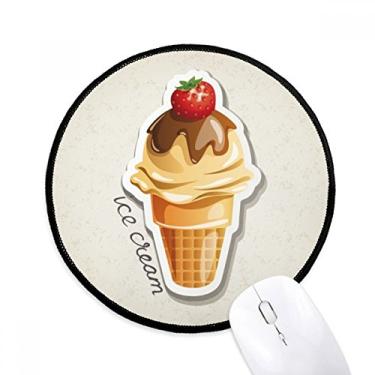 Imagem de DIYthinker Tapete de rato de cone de sorvete doce chocolate morango desktop escritório tapete redondo para computador